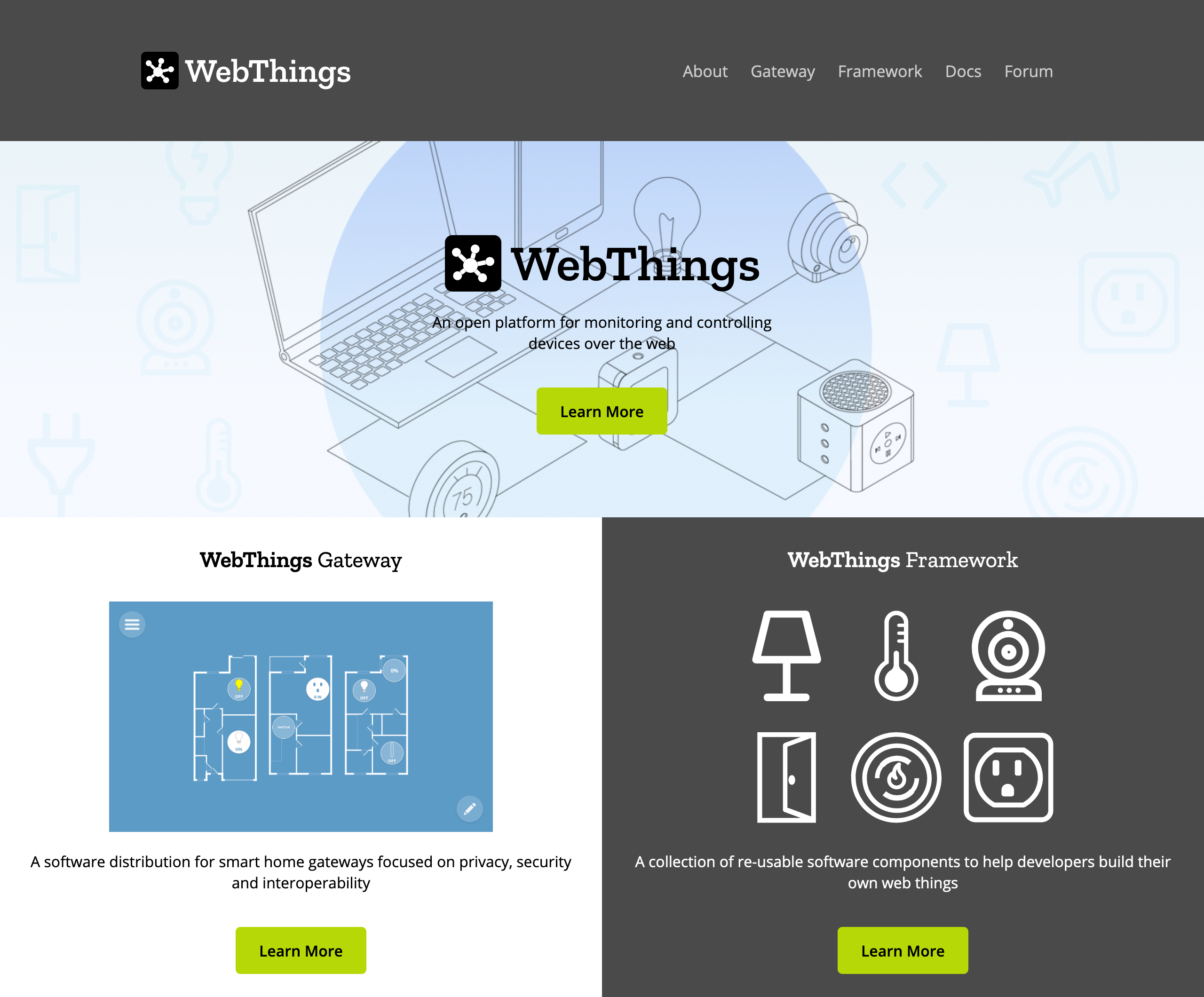 Screenshot of the webthings.io website