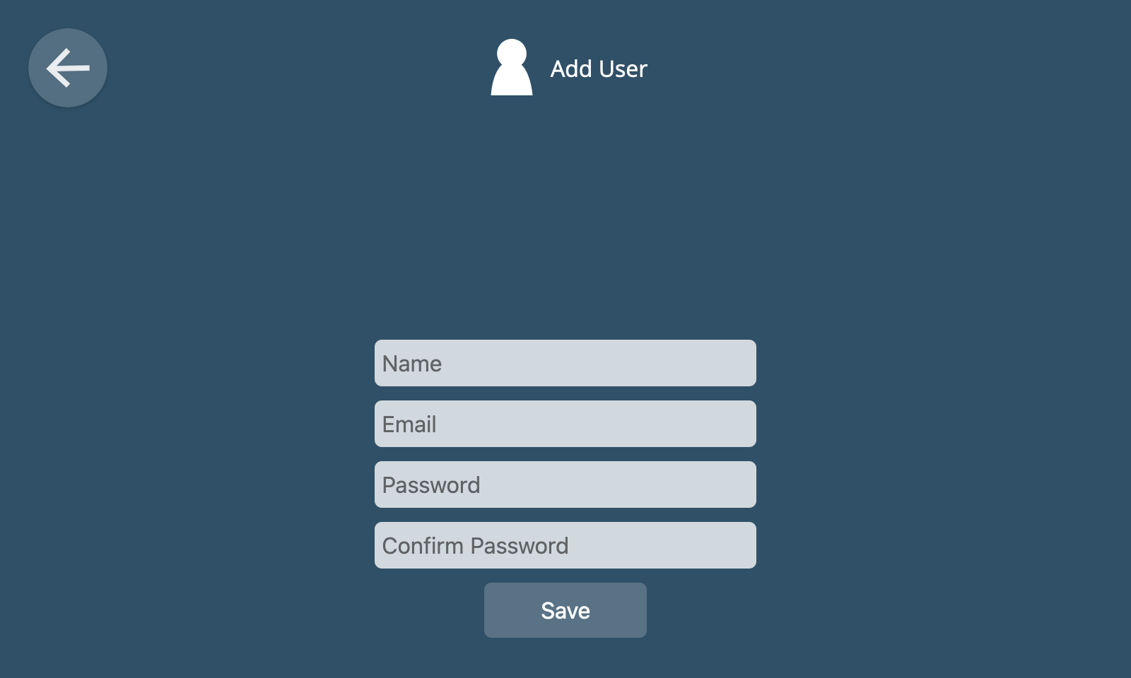 Screenshot showing the new user form