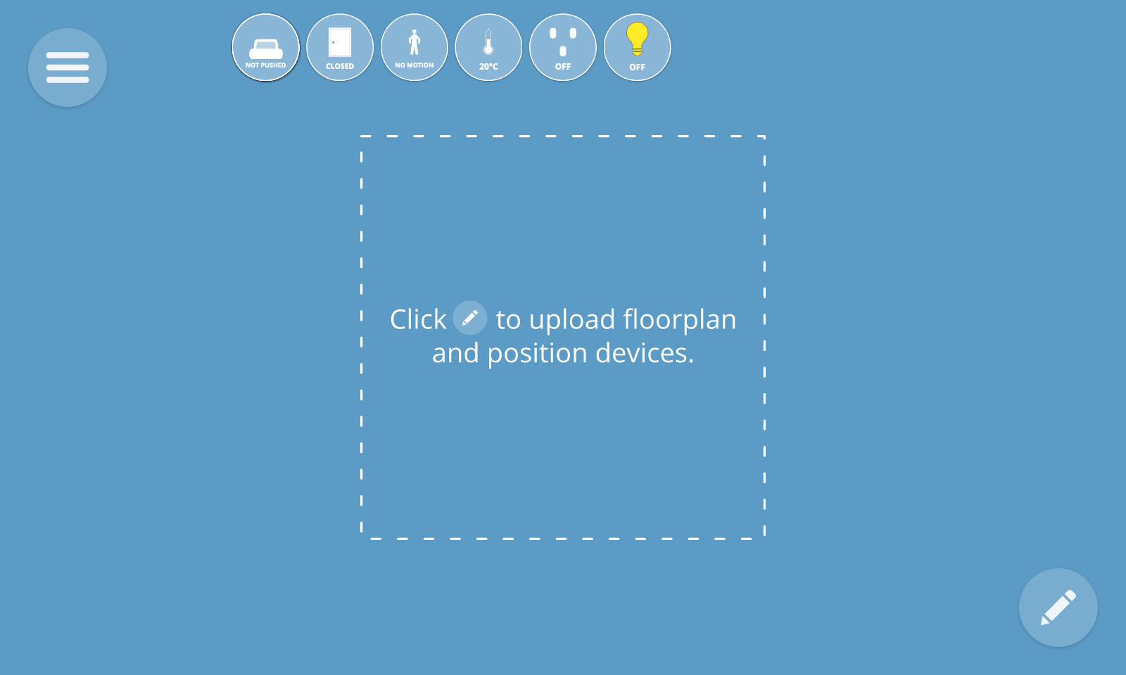 Screenshot of the floorplan view without a floorplan uploaded