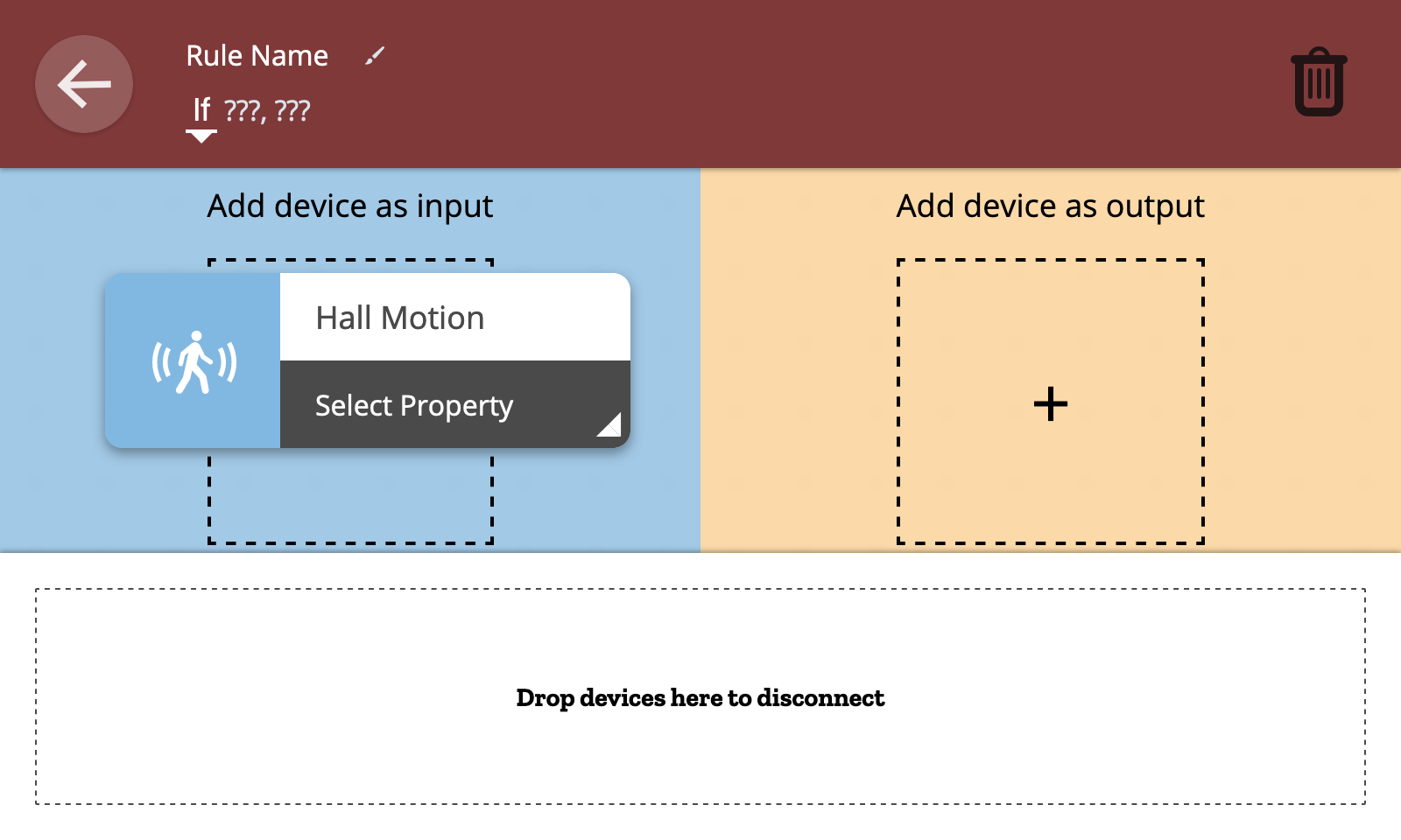 Screenshot showing the input device being dragged into place