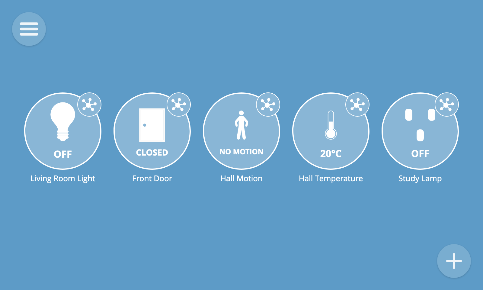 A screenshot of a grid of icons representing devices in a smart home